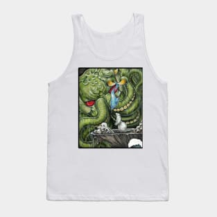 Cthulhu Feeding Ferret - Black Outlined Version Tank Top